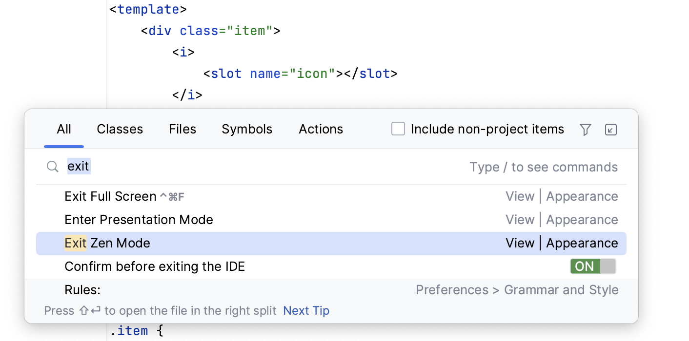 Customize WebStorm: Command Palette Customize WebStorm: Command Palette