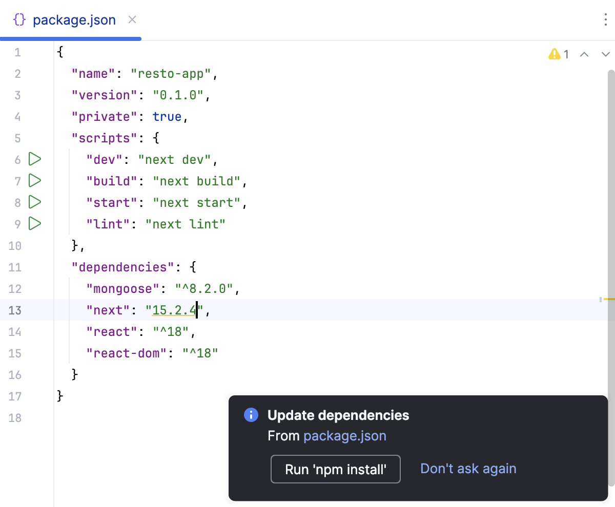 Open an application and download the dependencies Open an application and download the dependencies