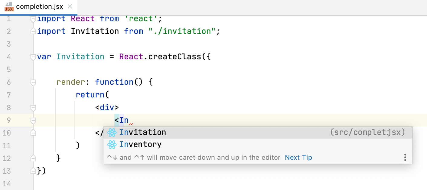 Completion for imported components with ES6 syntax Completion for imported components with ES6 syntax