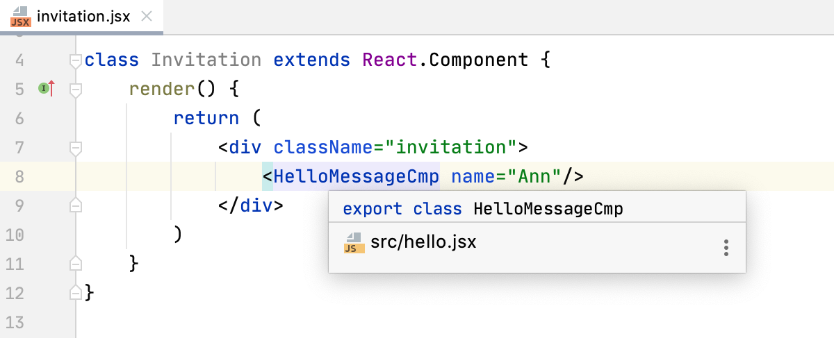 Quick documentation popup for React component Quick documentation popup for React component
