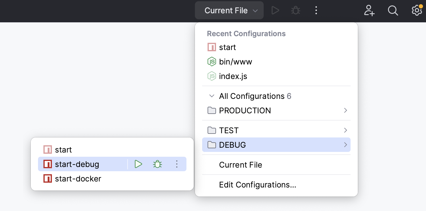 Grouped run configurations Grouped run configurations