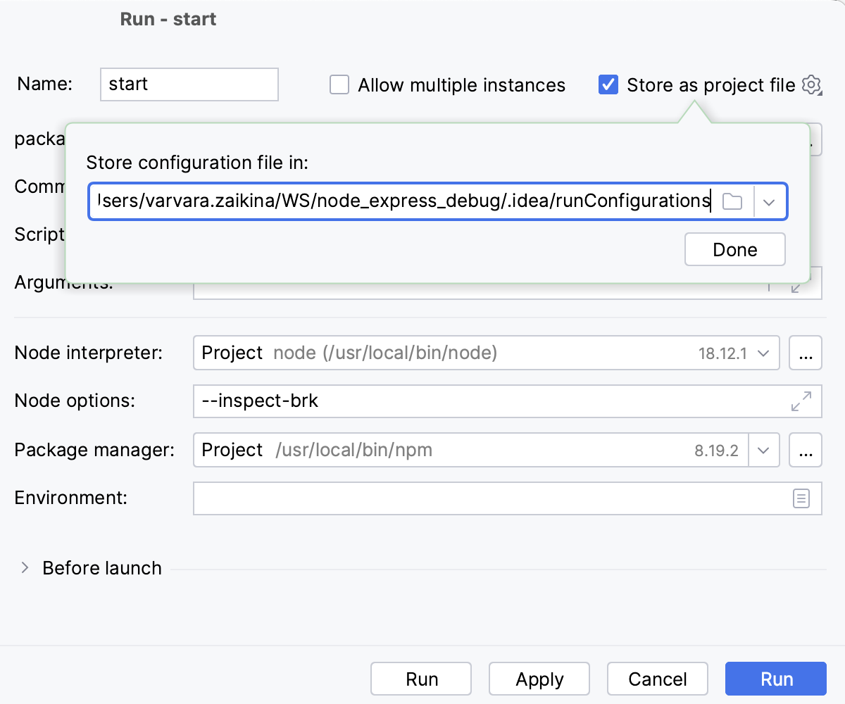 Store as project file box Store as project file box