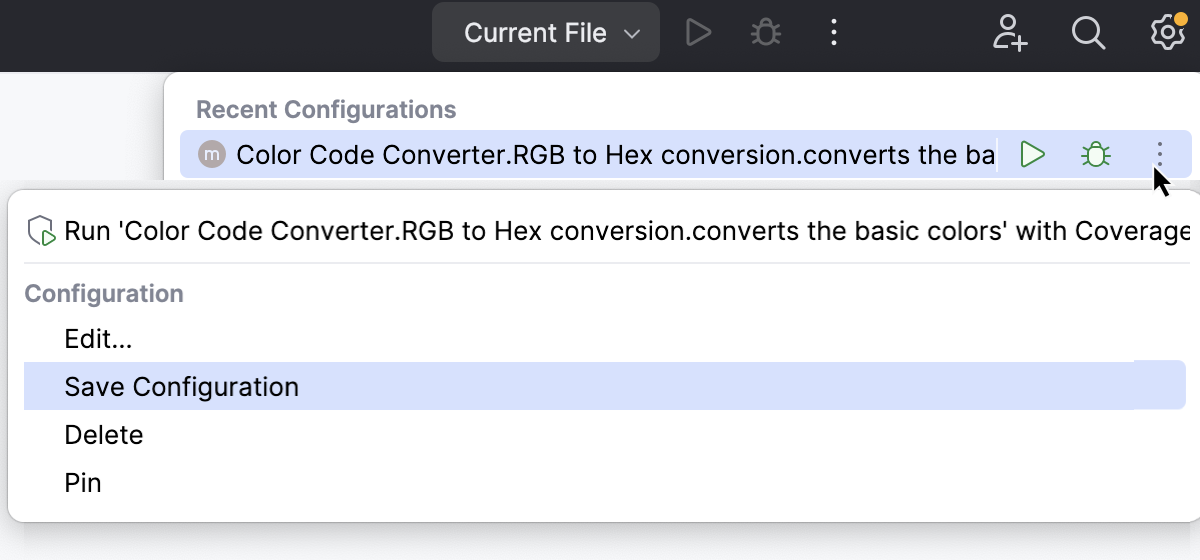Save a temporary test configuration Save a temporary test configuration