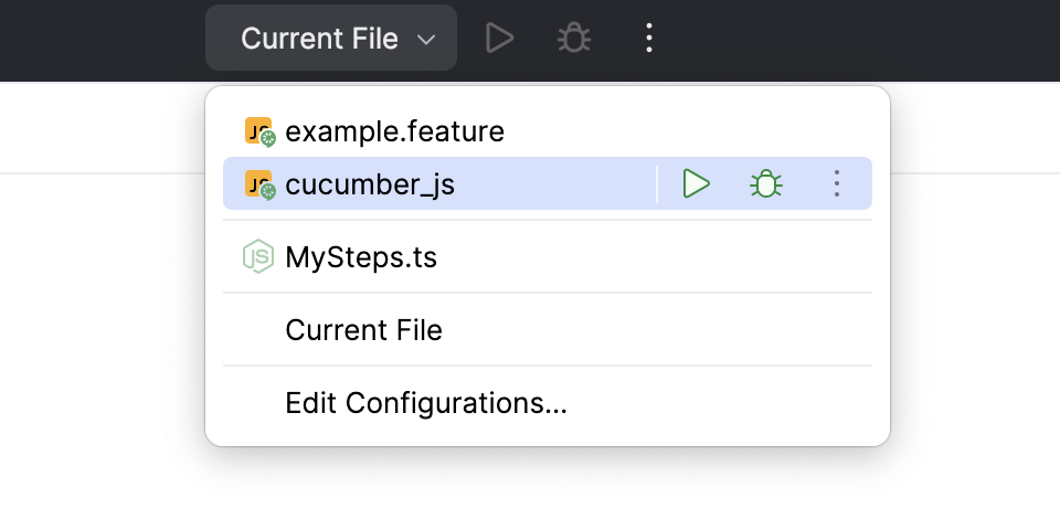Select run/debug configuration Select run/debug configuration