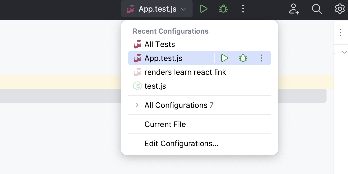 Select run/debug configuration Select run/debug configuration