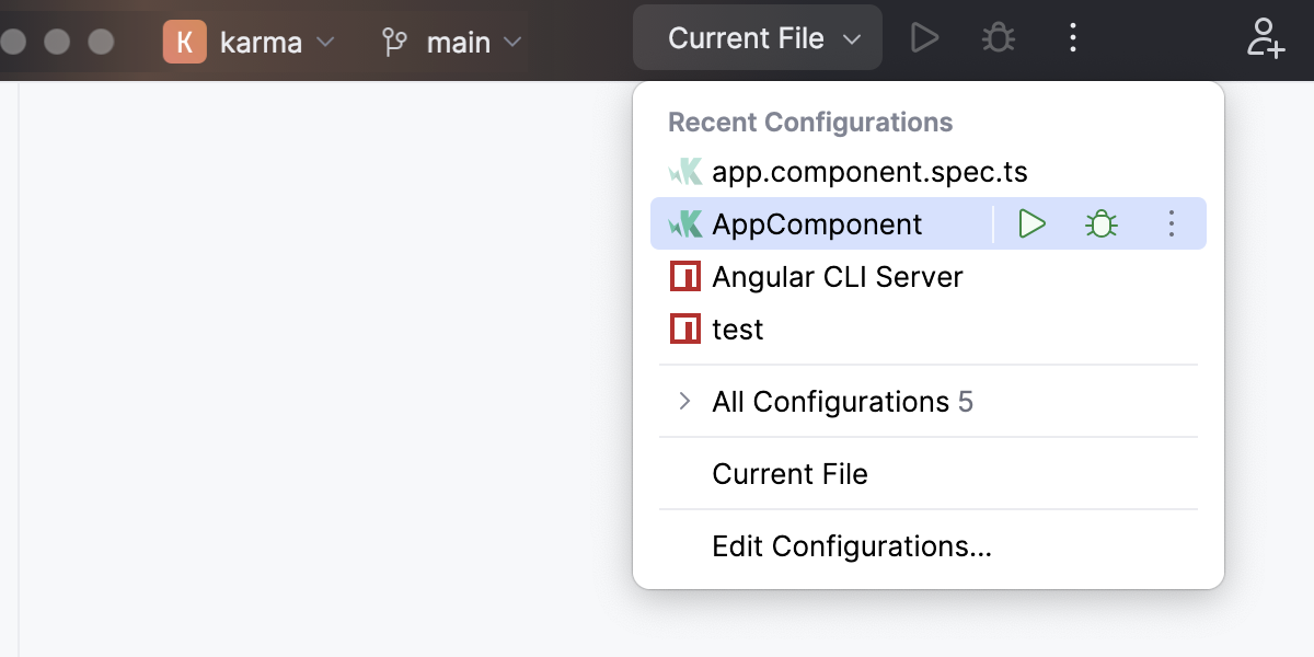 Running a run/debug configuration for tests Running a run/debug configuration for tests