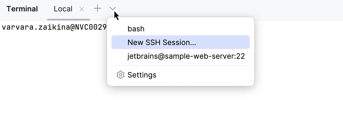 Starting a new SSH session from the Terminal Starting a new SSH session from the Terminal