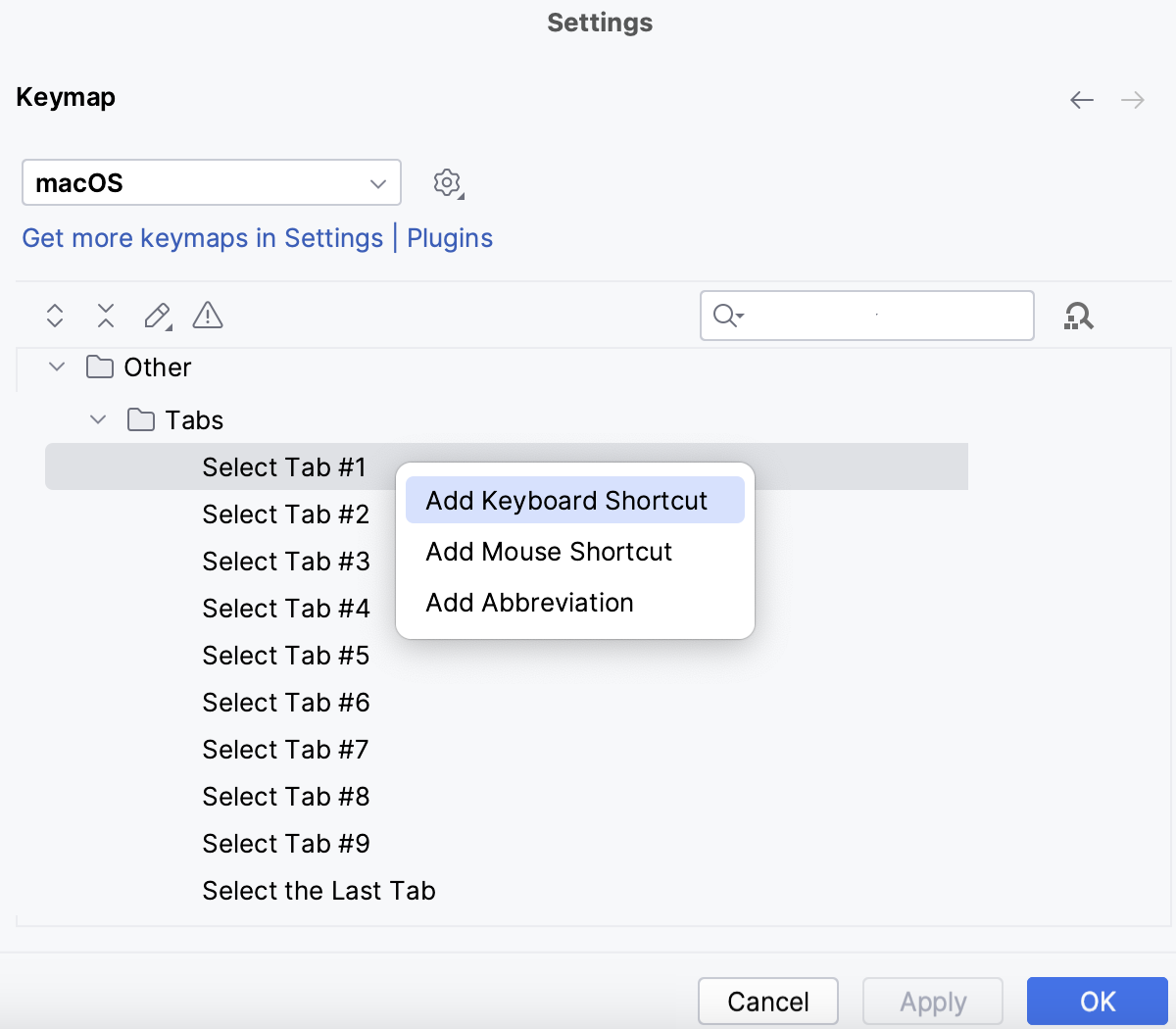 Add shortcuts for tabs Add shortcuts for tabs