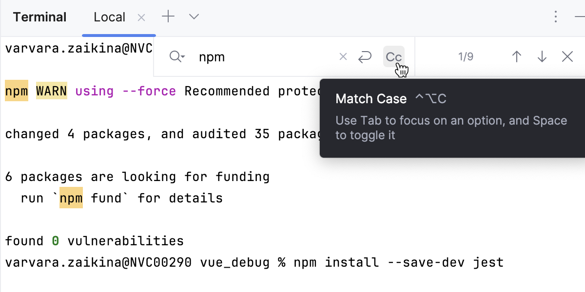 Searching in the Terminal Searching in the Terminal