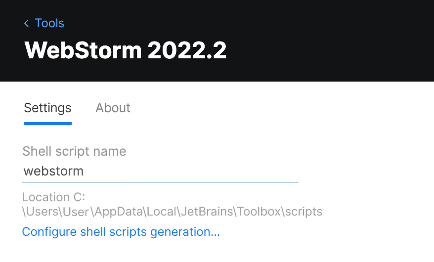 Toolbox App WebStorm Settings Toolbox App WebStorm Settings