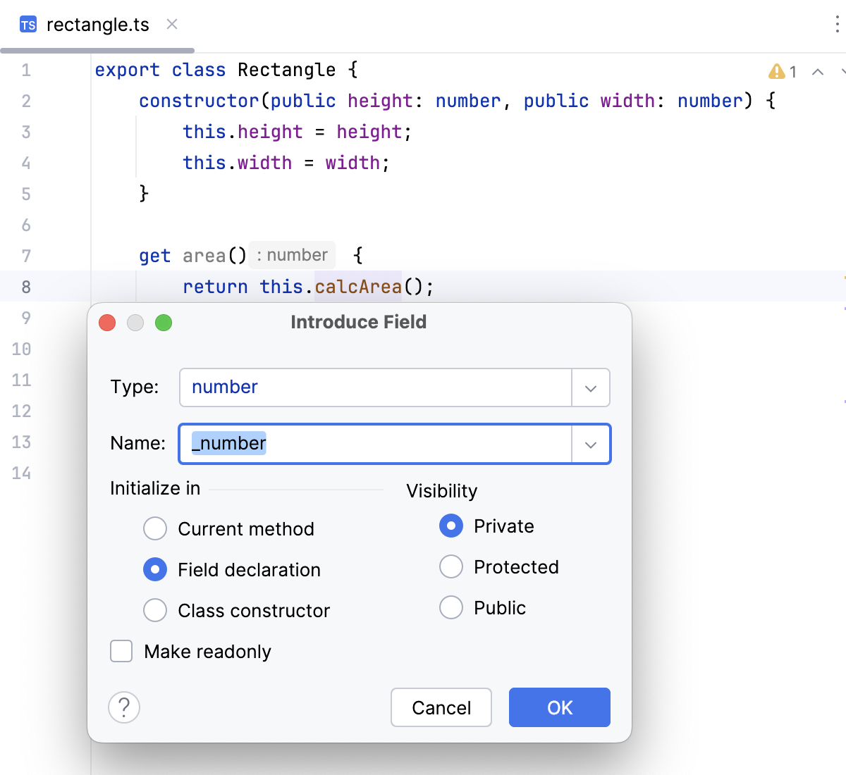 Refactoring TypeScript: Introduce Field