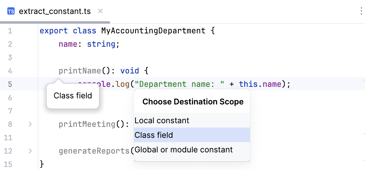 Introduce Constant: select scope