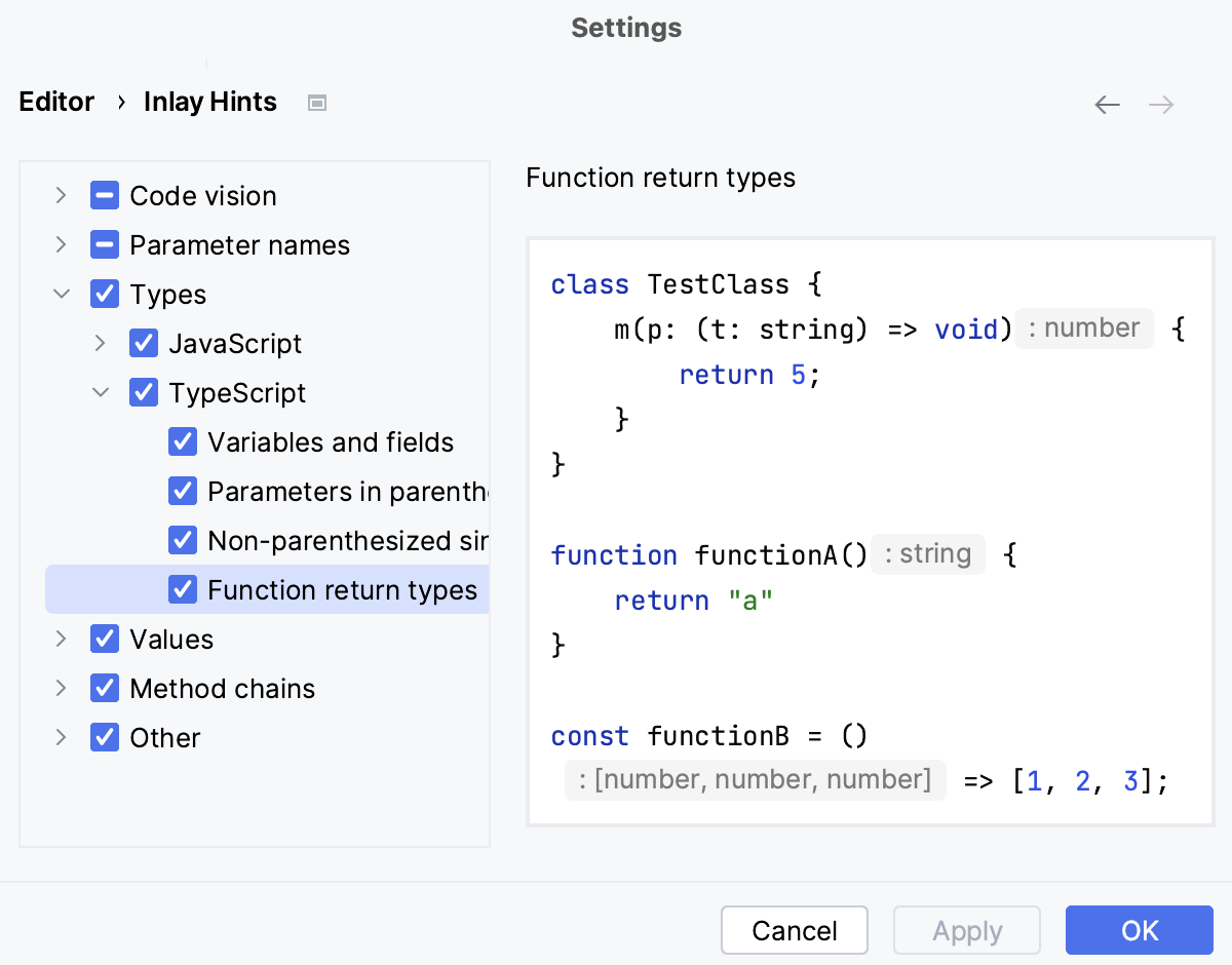Function return type hints Function return type hints
