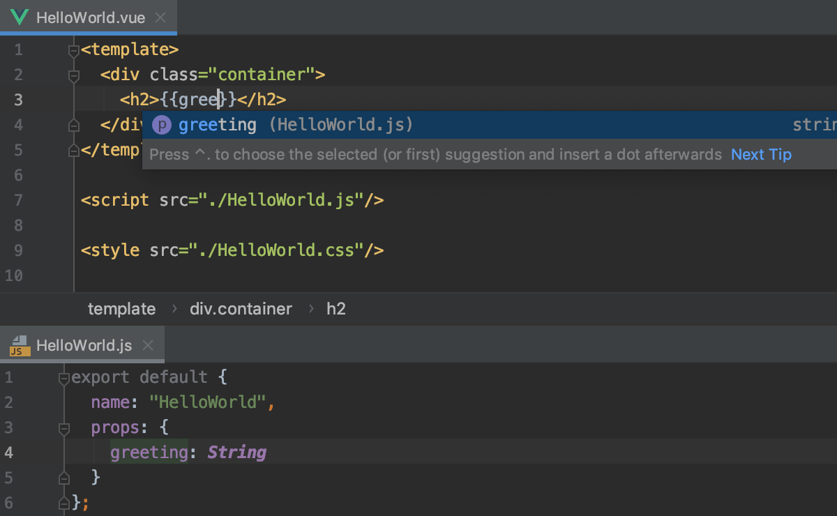 Completion for Vue.js components defined in separate files Completion for Vue.js components defined in separate files