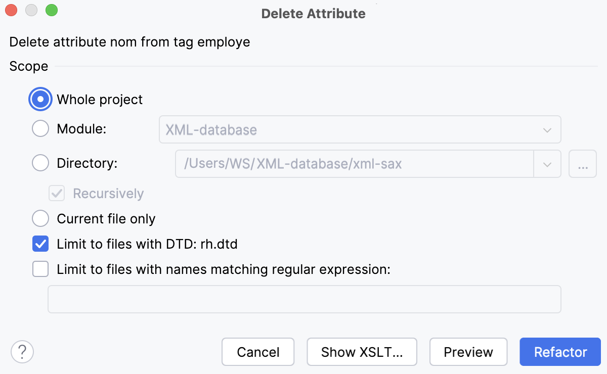 Delete attribute Delete attribute