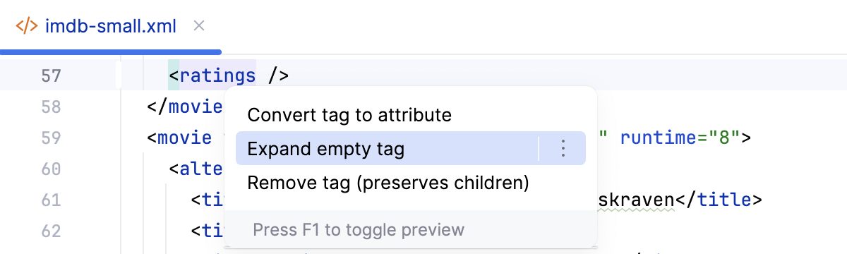 Expand an empty tag