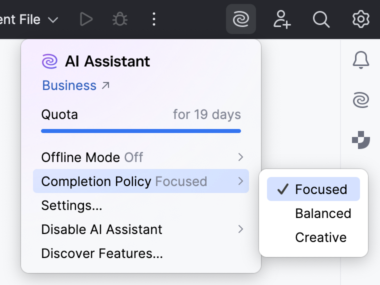 Completion policy settings