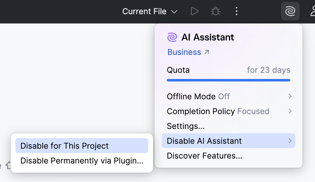 Disable for This Project