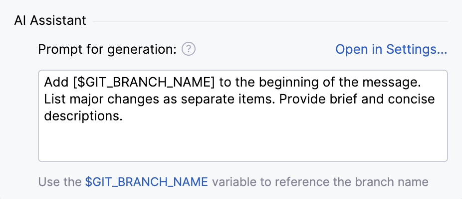 Prompt for commit message generation Prompt for commit message generation