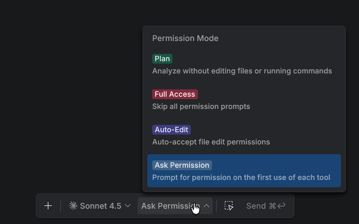 Select a permission mode for the model Select a permission mode for the model