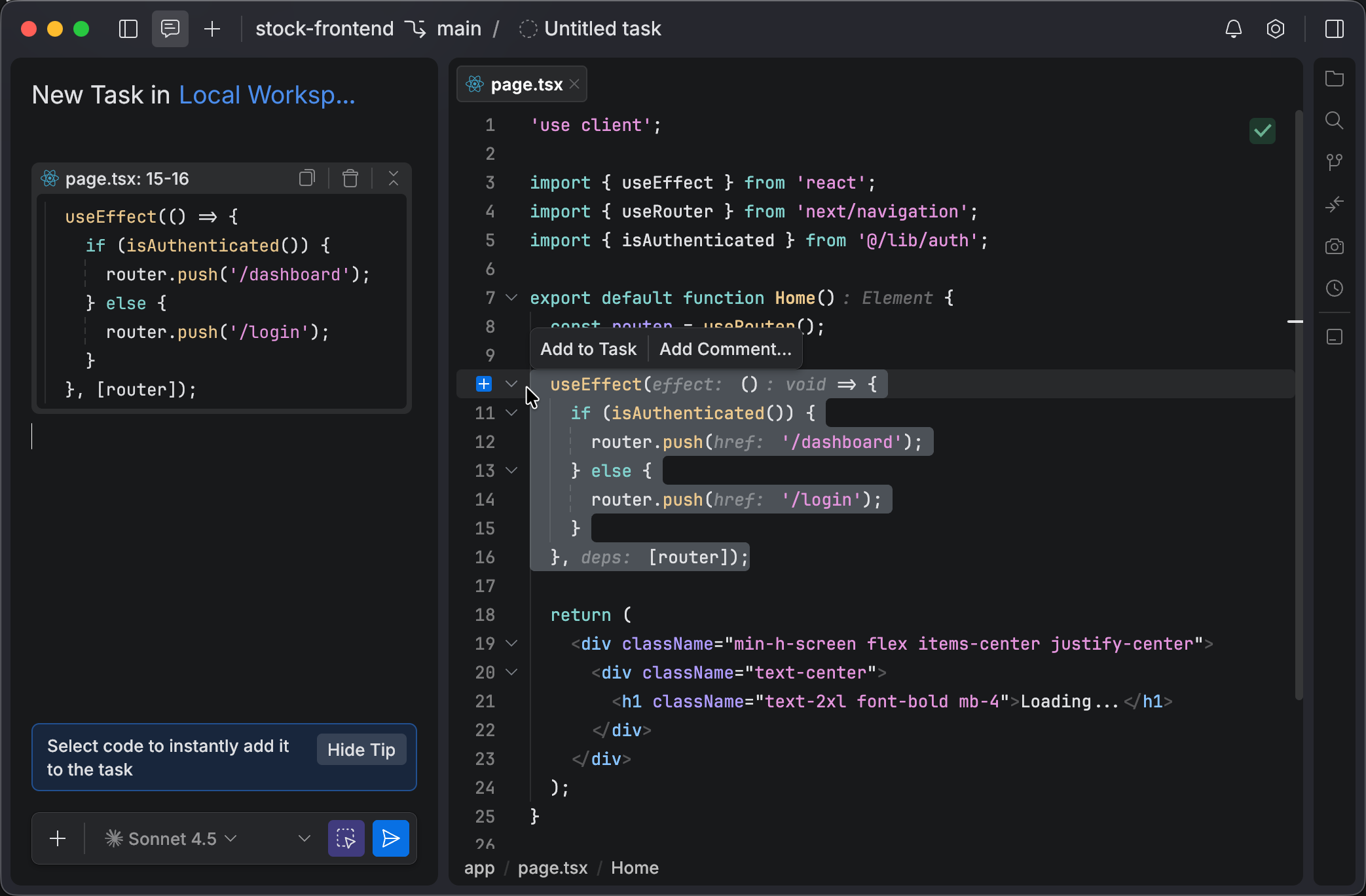 Using Instant Mode to add code to the chat Using Instant Mode to add code to the chat