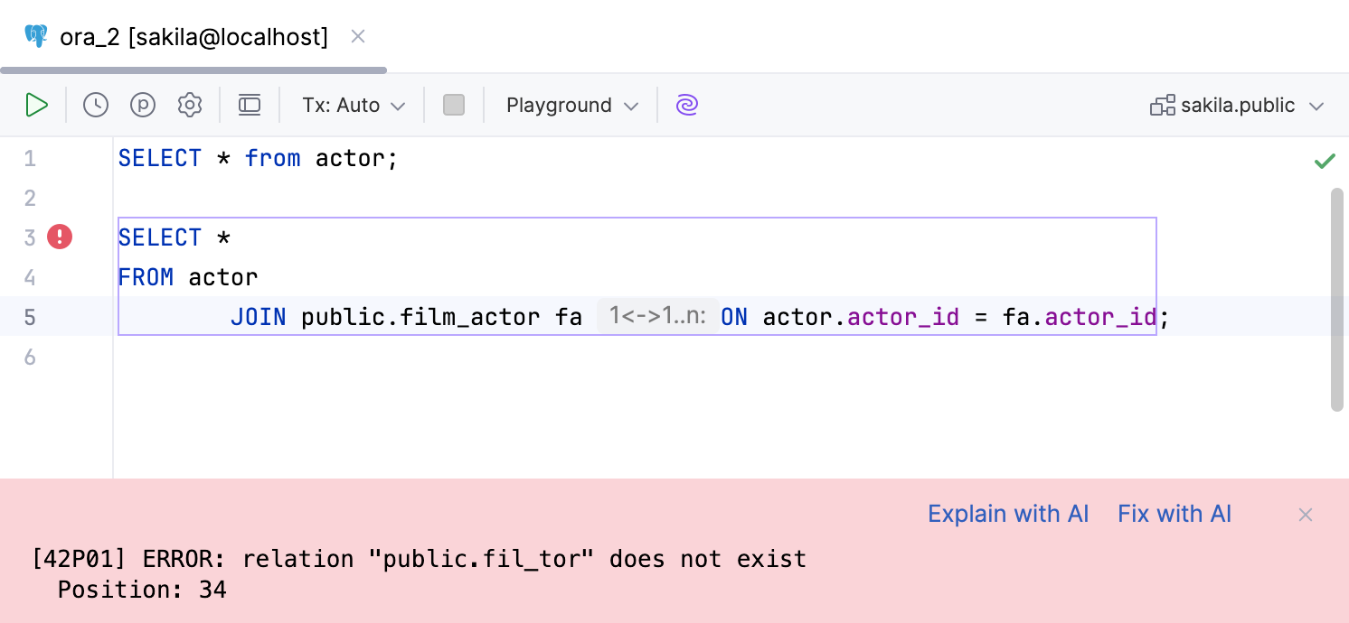 由 AI 助手修复的 SQL 查询错误