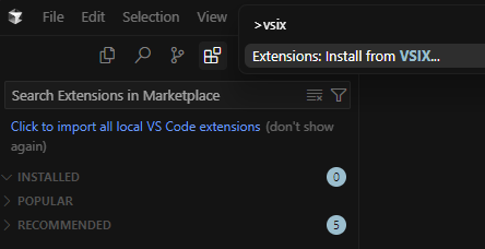 Install extension in Visual Studio Code fork from VSIX Install extension in Visual Studio Code fork from VSIX