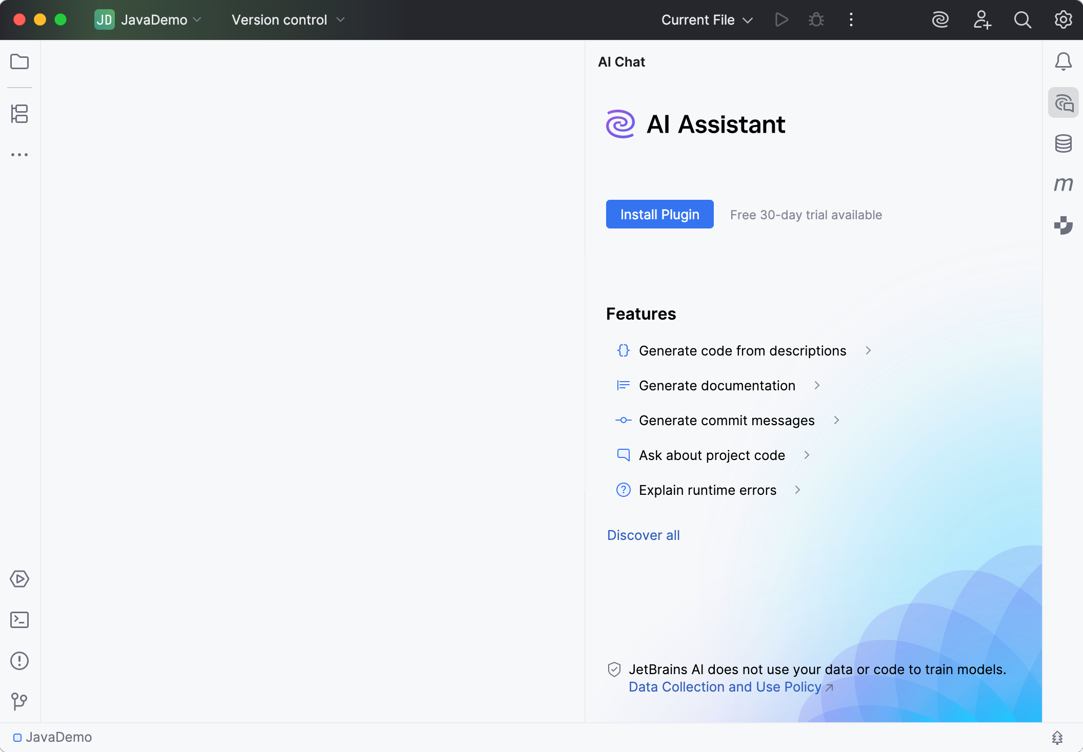 AI Assistant installation tool window