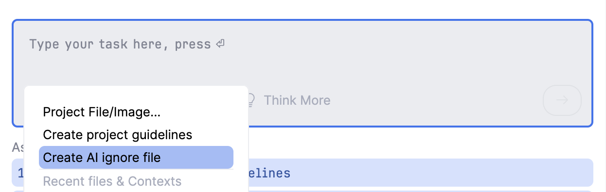 Junie create .aiignore file