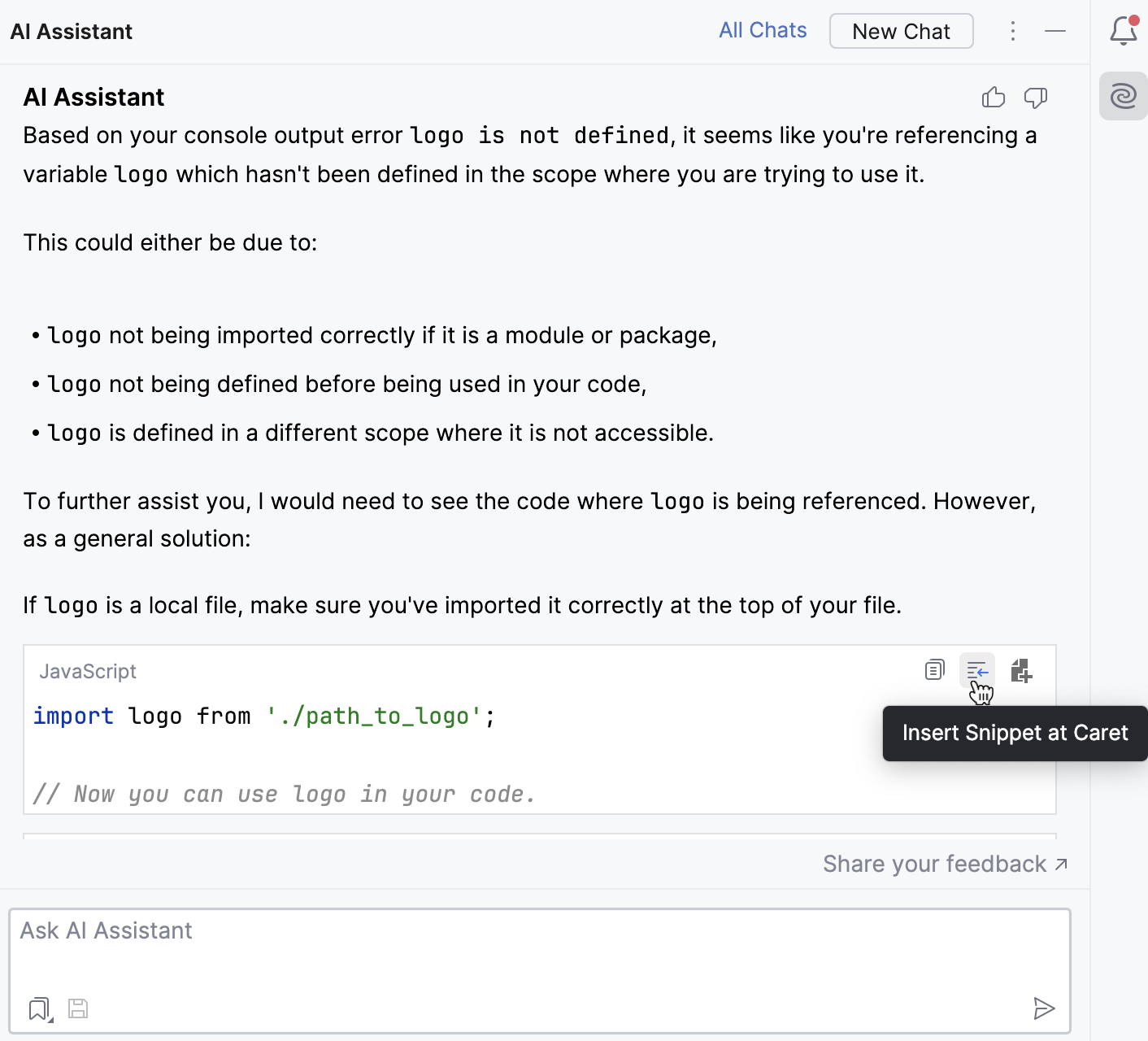 Insert the corrected code in the editor Insert the corrected code in the editor