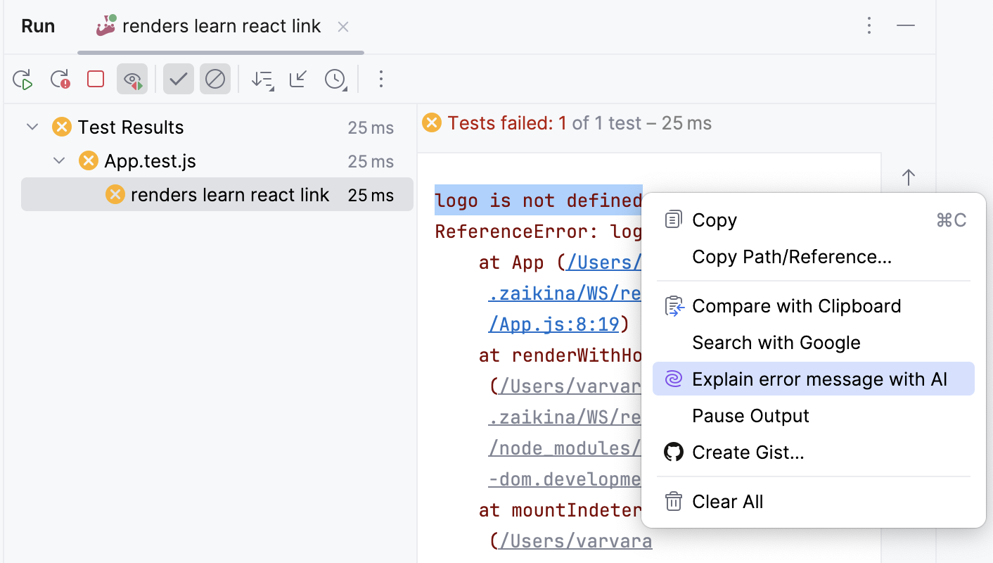 Explain error message with AI Explain error message with AI