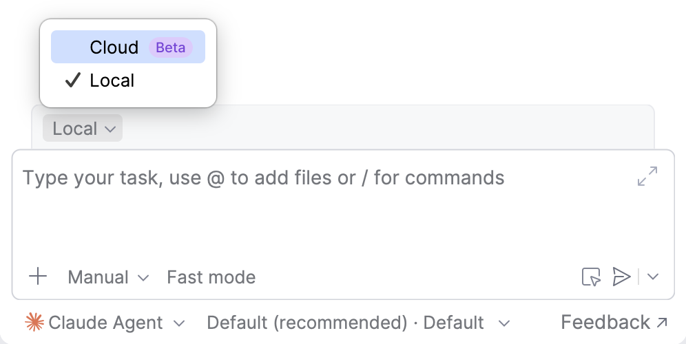 Cloud agent switcher in AI Assistant Cloud agent switcher in AI Assistant