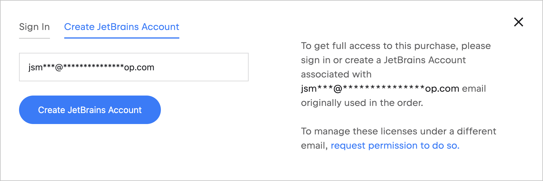 Create Jetbrains Account Dialog Create Jetbrains Account Dialog