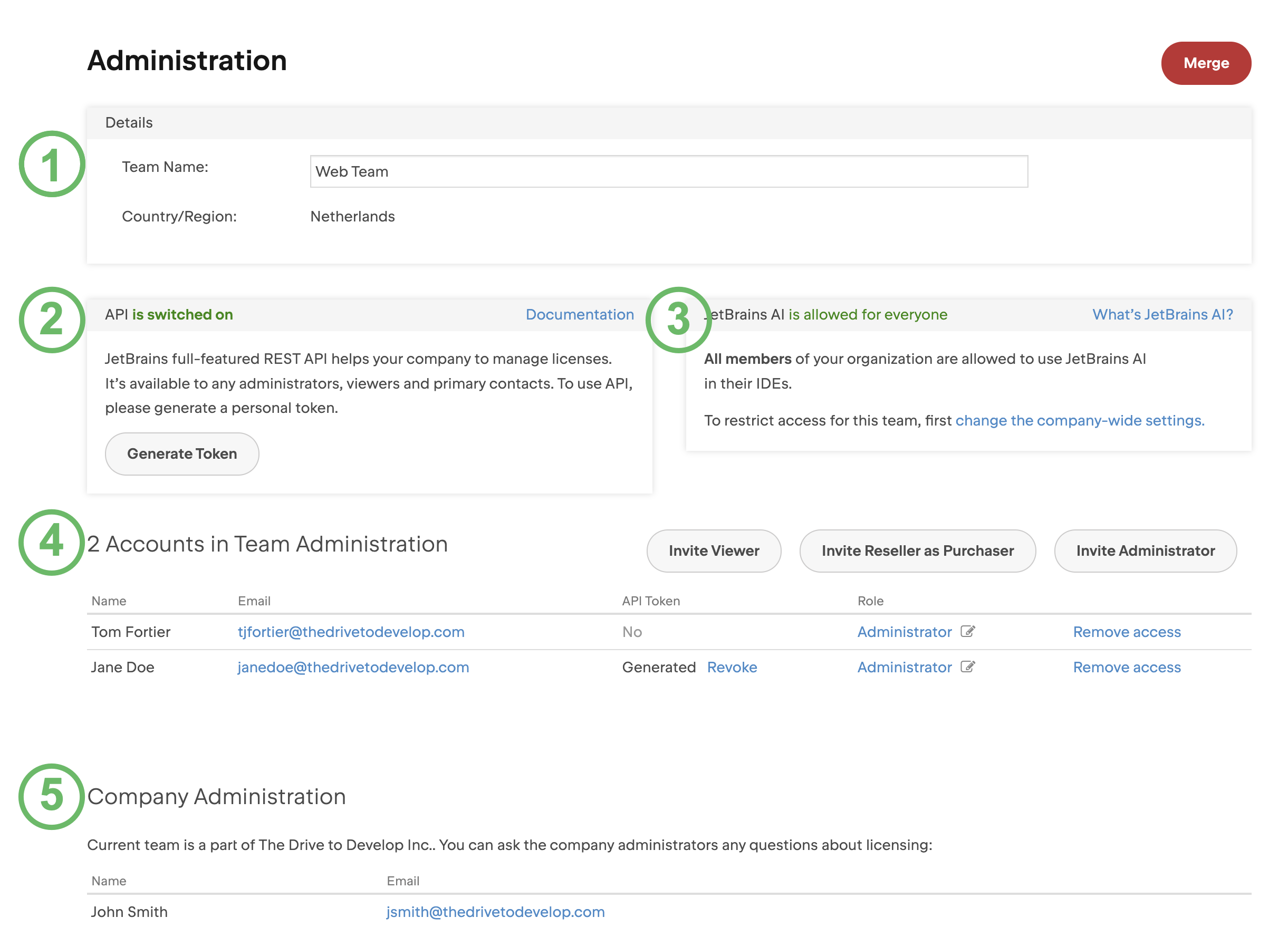 Team Administration Page Team Administration Page