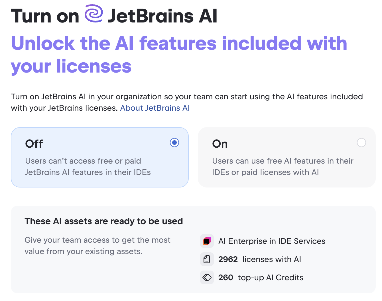 JetBrains AI disabled