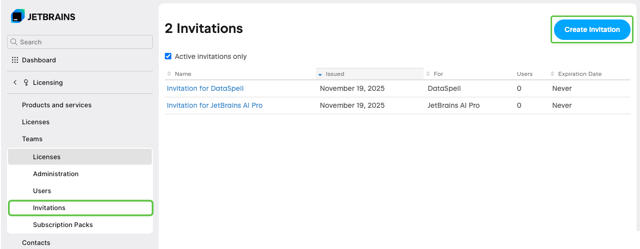 Invitations Create Invitation Button Highlighted Invitations Create Invitation Button Highlighted