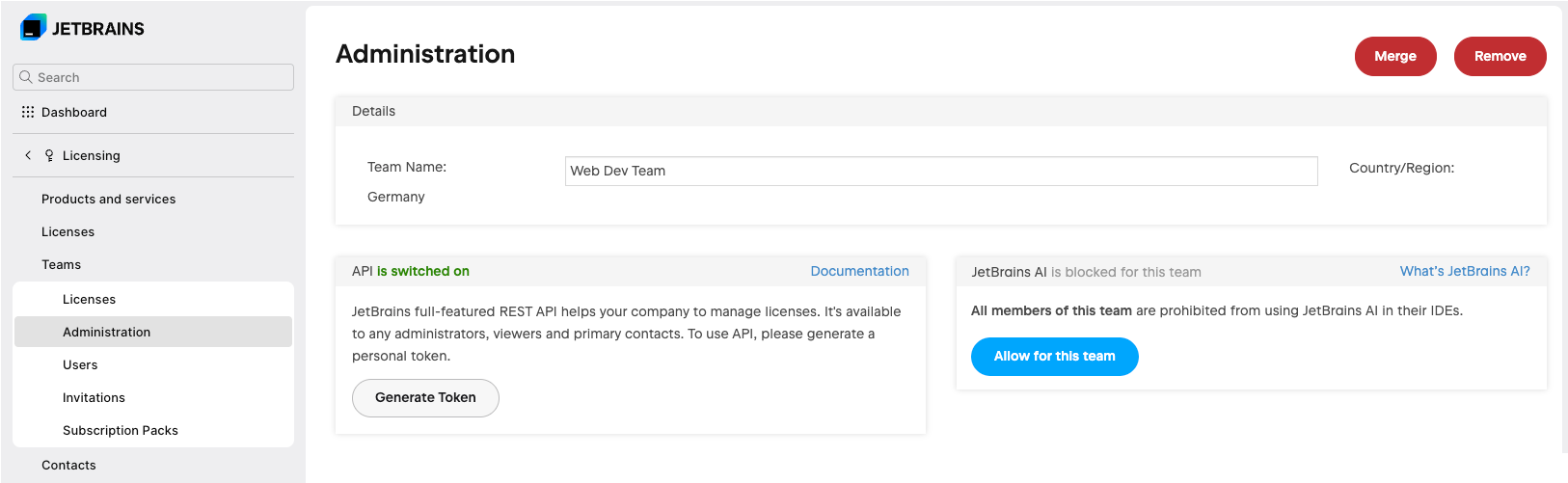 Allow JetBrains AI for a team Allow JetBrains AI for a team