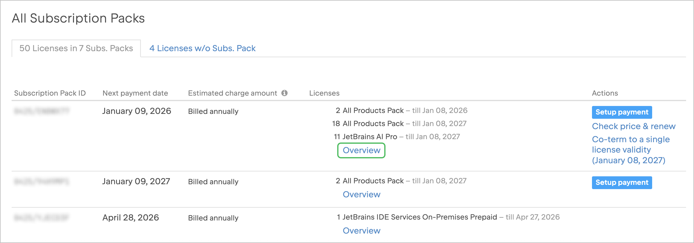 Subscription Pack Overview Button Subscription Pack Overview Button