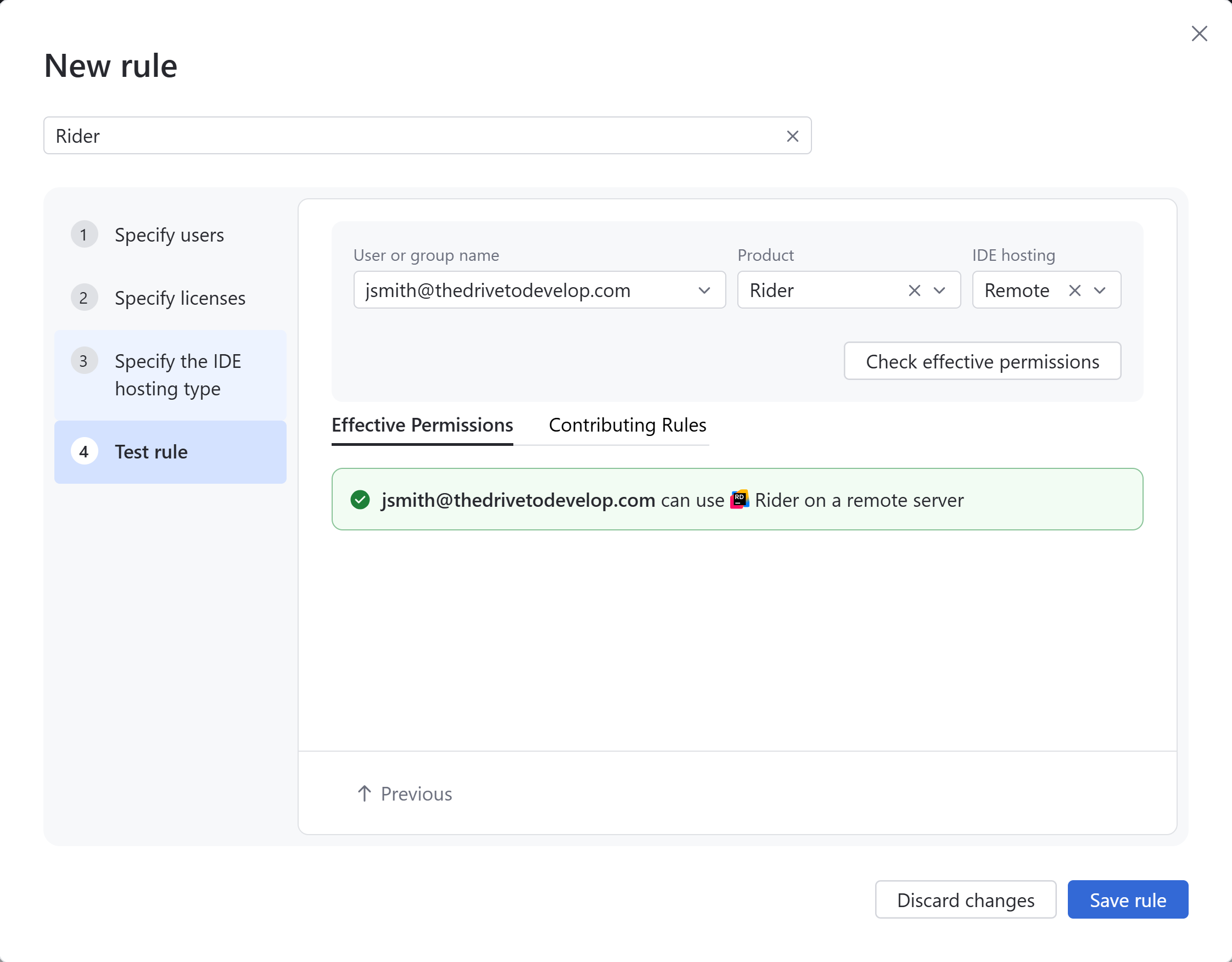Checking effective permissions – the 'Result' tab Checking effective permissions – the 'Result' tab