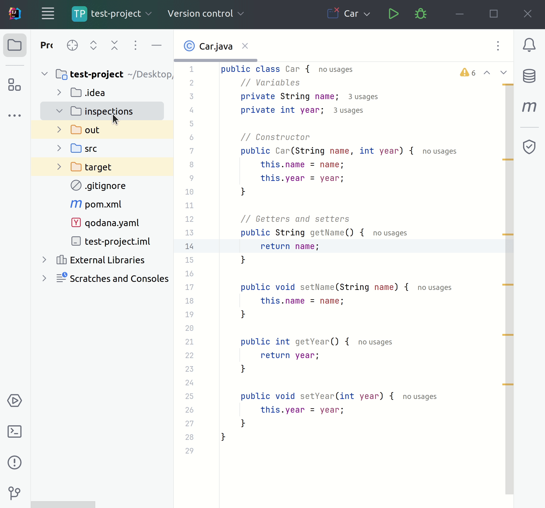 Creating a template inspection