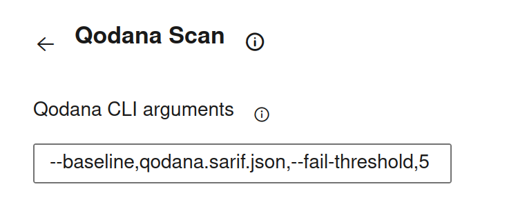 The Qodana Scan task UI config for baseline and quality gate