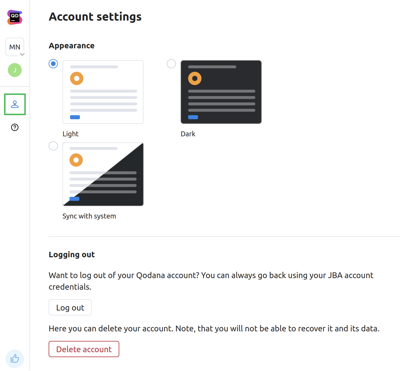 Account settings Account settings