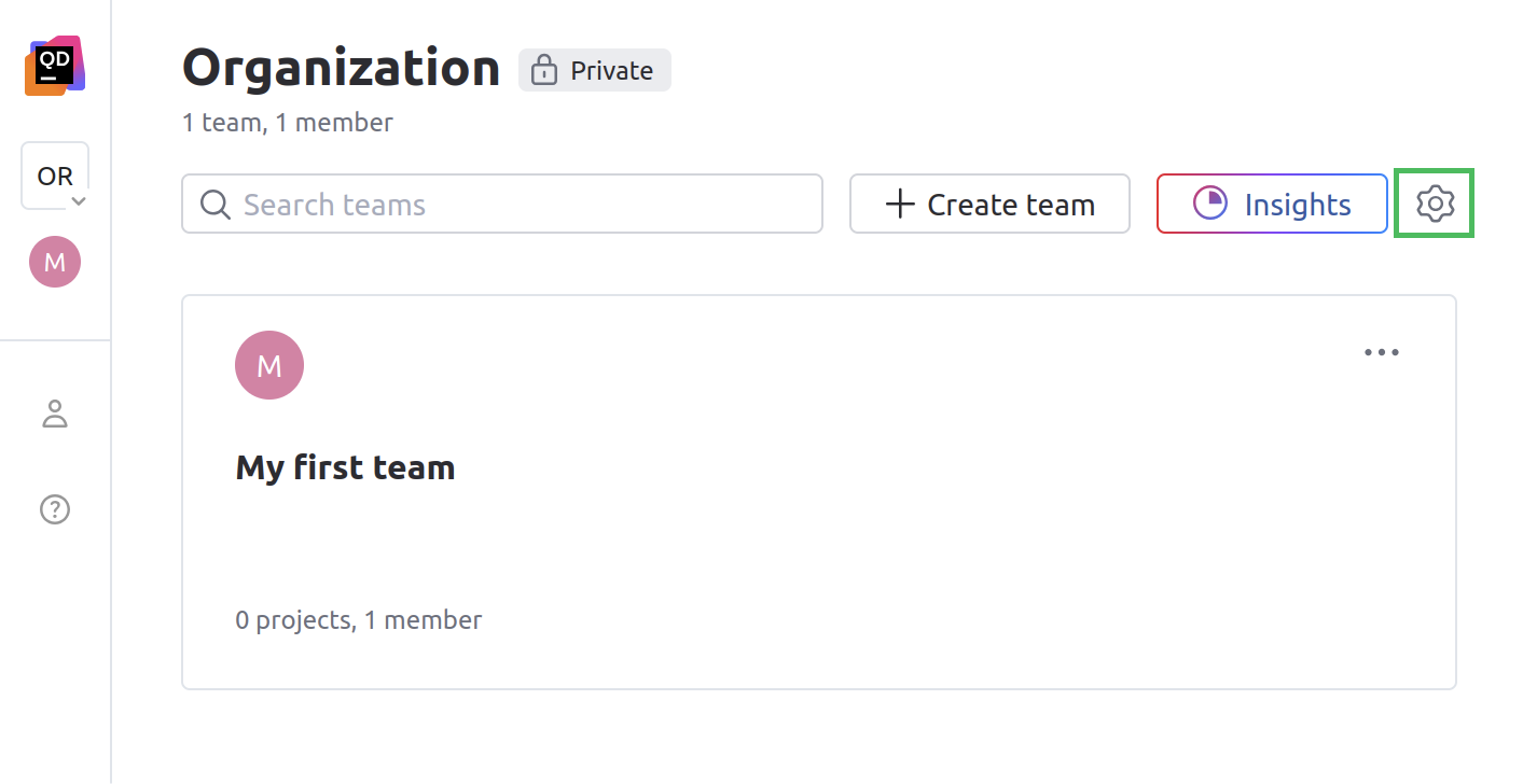 Navigate to the organization settings