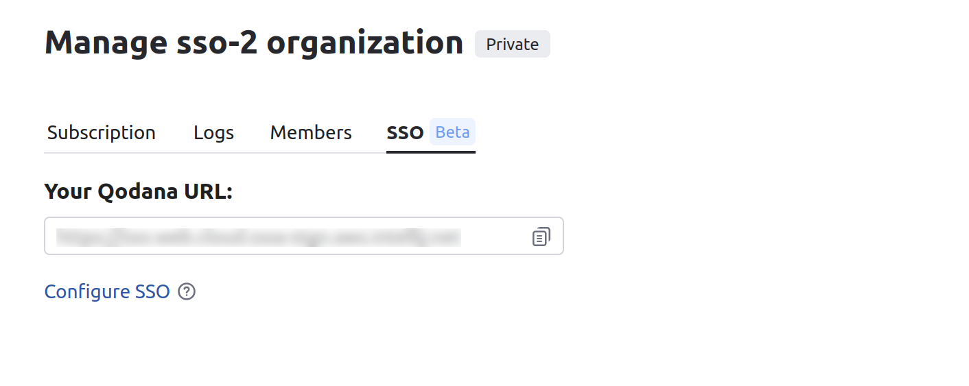 The generated URL and the Configure SSO link