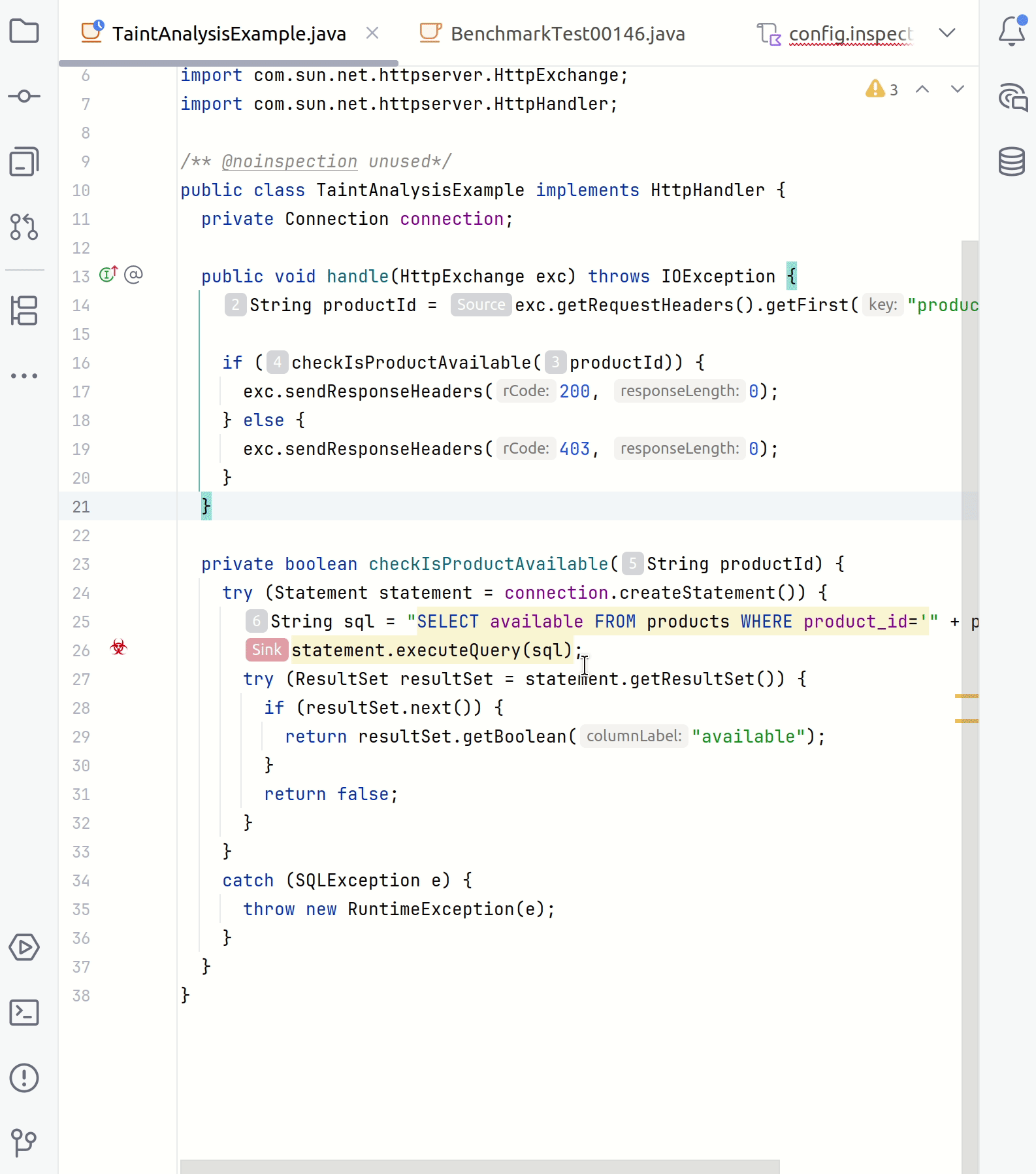 Taint analysis in IntelliJ IDEA