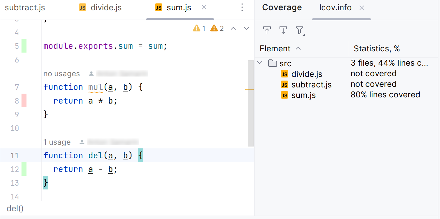 The Coverage tool window The Coverage tool window