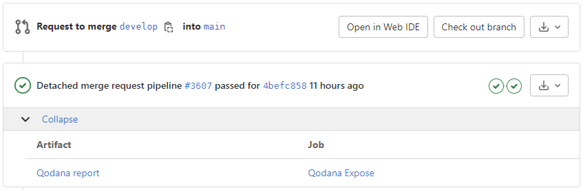 Available actions for a given exposed Qodana artifact Available actions for a given exposed Qodana artifact