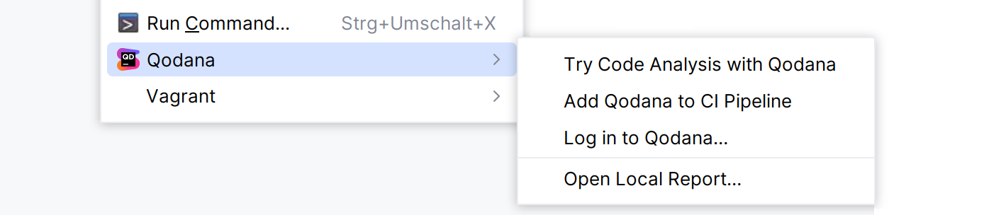 The Qodana menu
