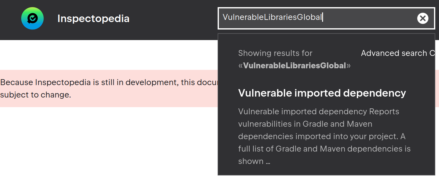 Searching for an inspection Searching for an inspection