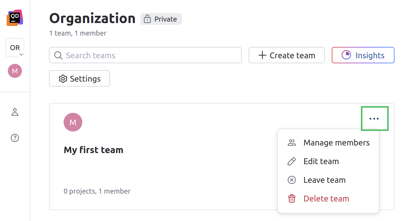 Configure a team Configure a team